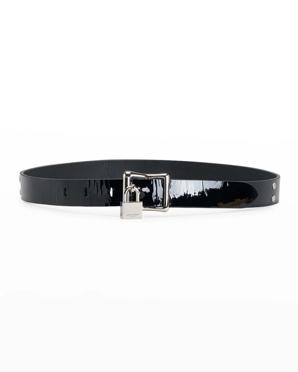 YSL Padlock Patent Leather Belt